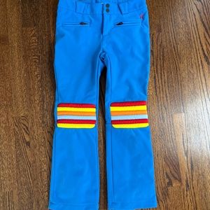 Blue with Red Yellow Orange and Light Blue Stripes Aurora Flare Pants